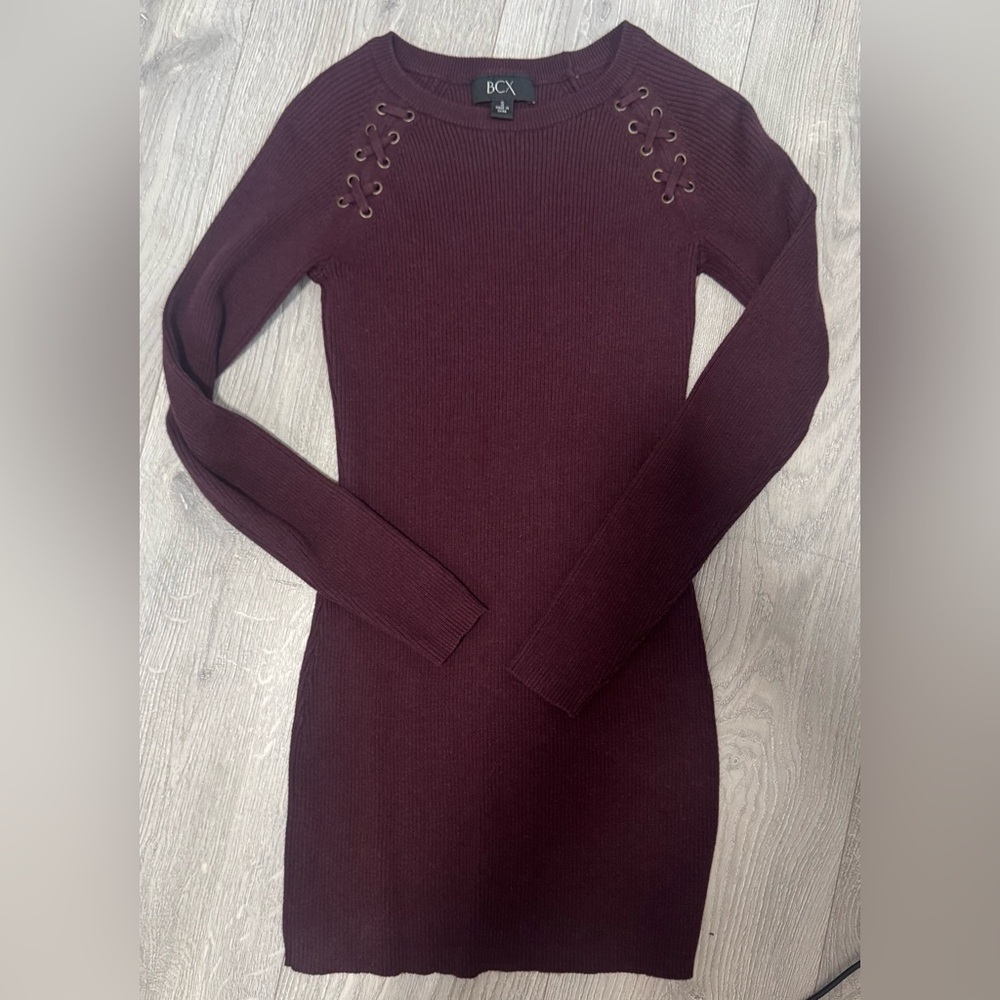 BCX Deep Burgundy Long Sleeve Dress